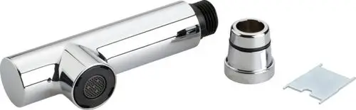 Ideal Standard Handbrause in Chrom-Optik, bestehend aus einem Hauptteil, Düse, Verbindungselement und einer Montagehilfe.